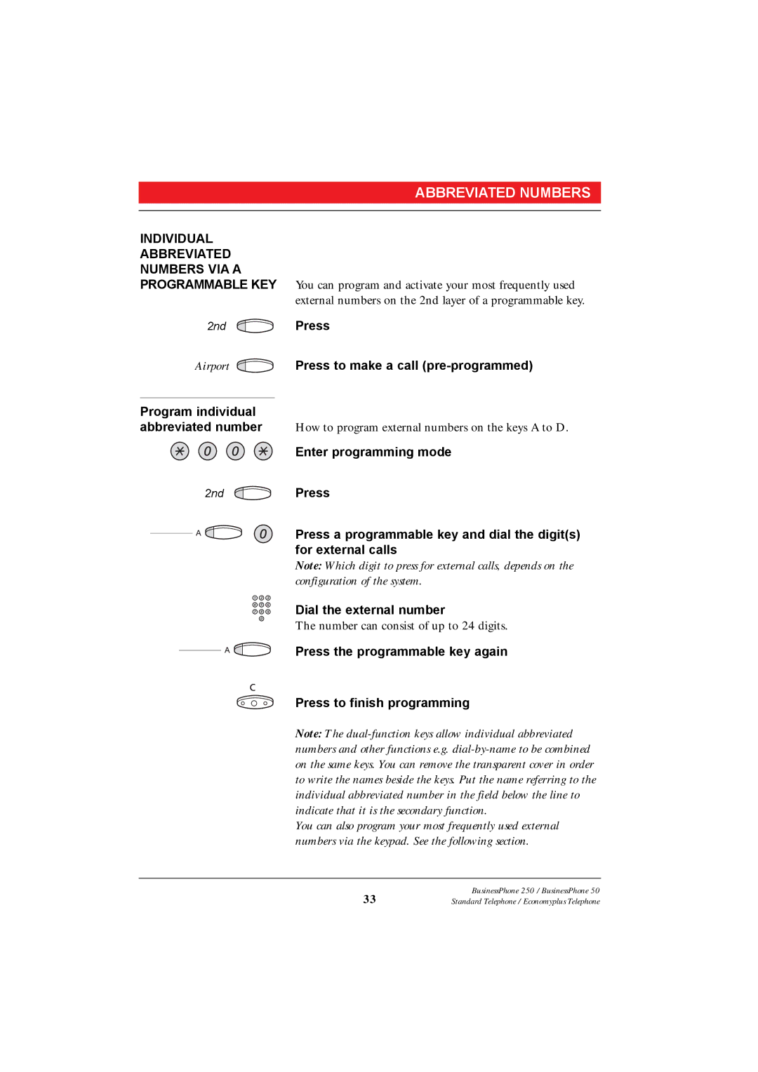 Ericsson 250 manual Individual Abbreviated Numbers VIA a, Program individual 