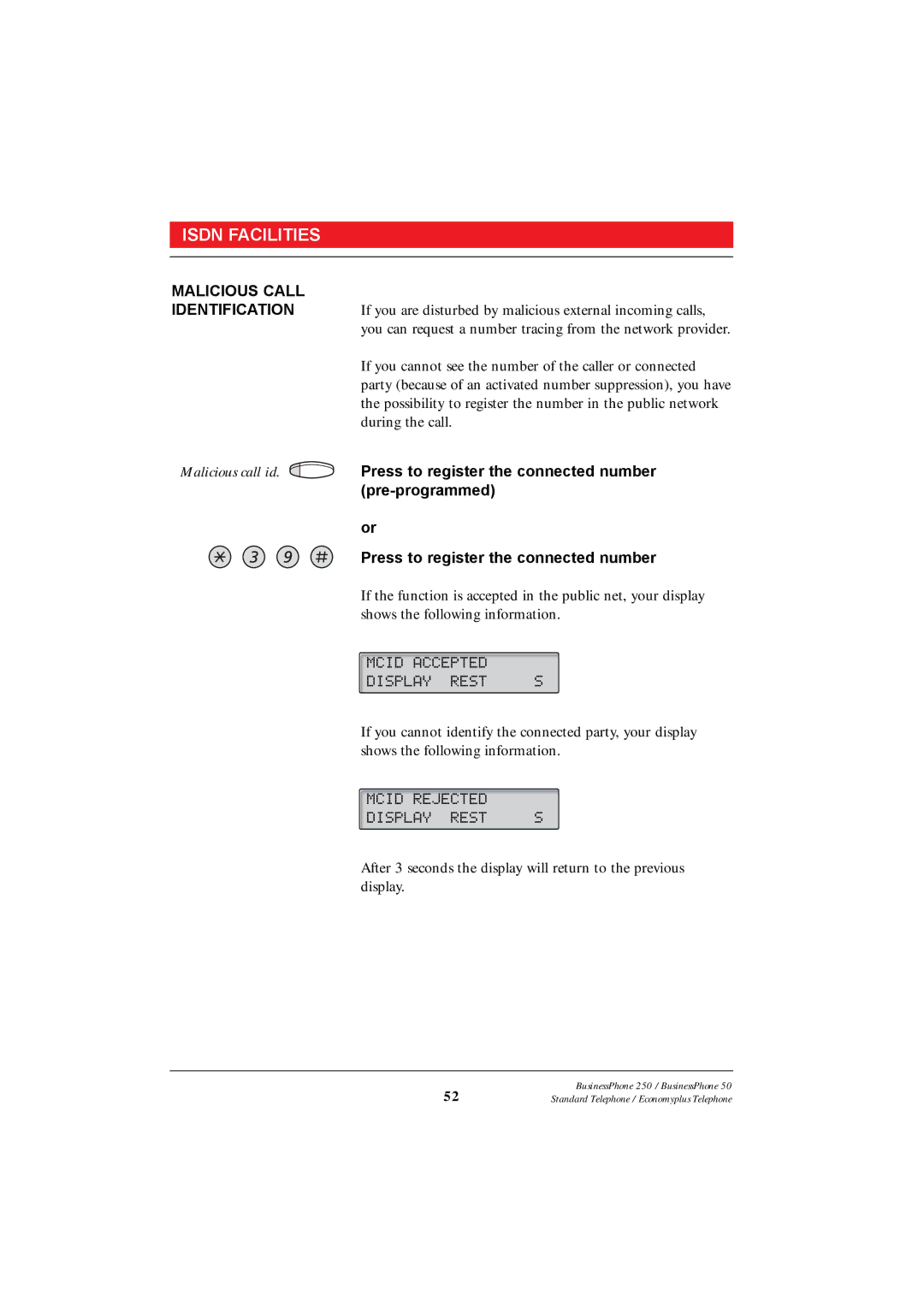 Ericsson 250 manual Malicious Call 