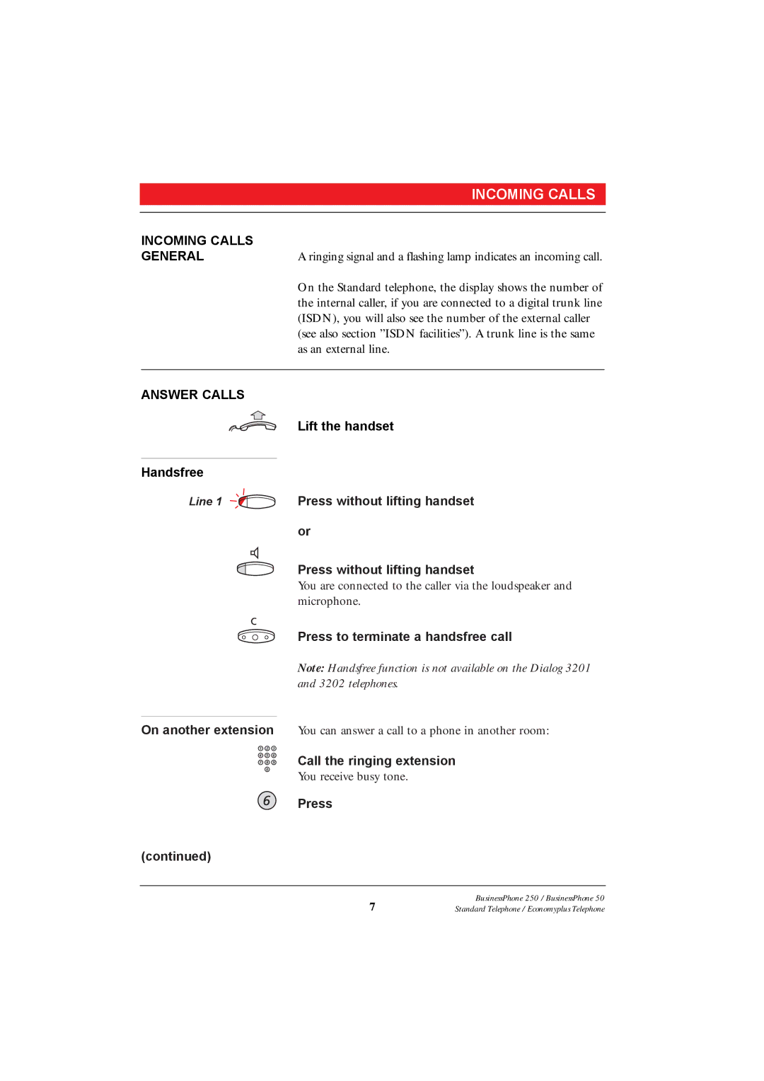 Ericsson 250 manual Incoming Calls General, Answer Calls 