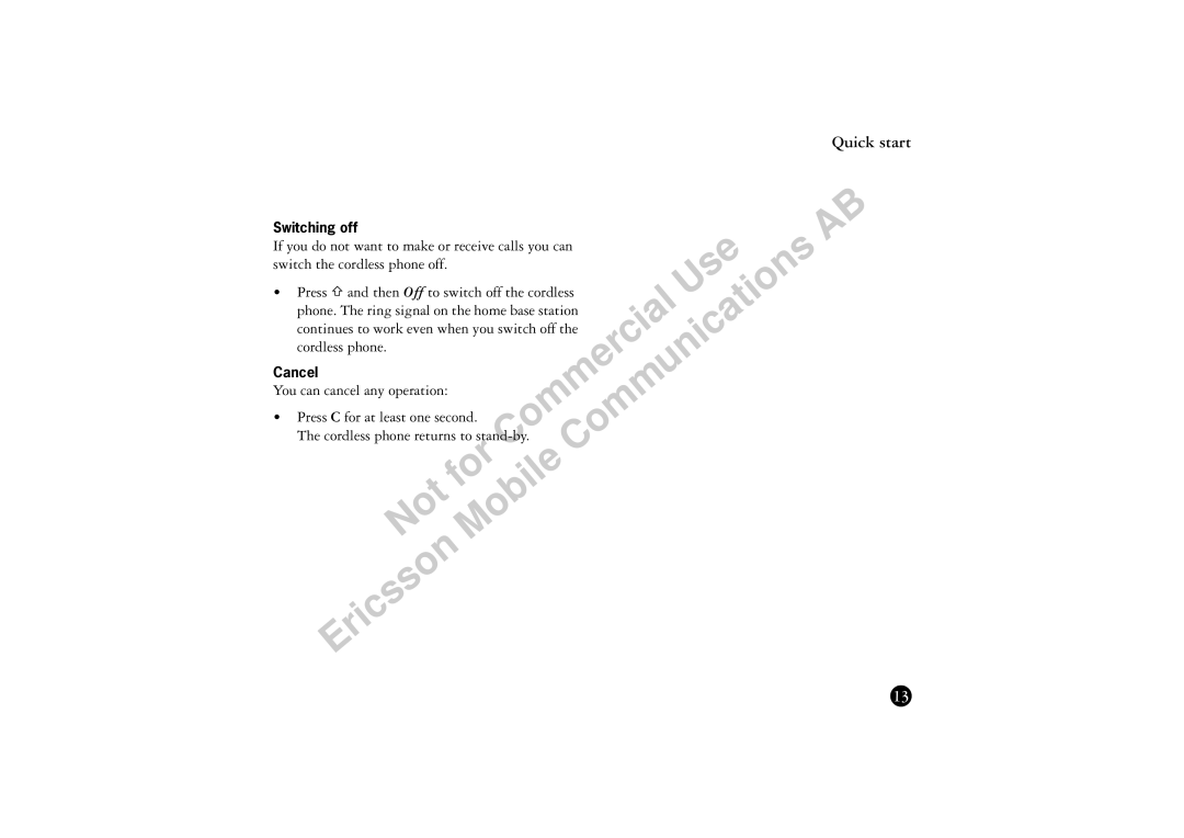 Ericsson BS120 manual Not Mo Icsso 