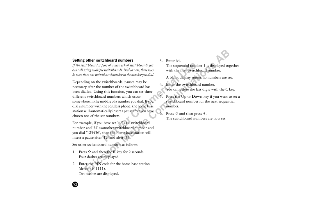 Ericsson BS120 manual Necessary after the number of the switchboard has, Sequential number 1 is displayedABtogether 