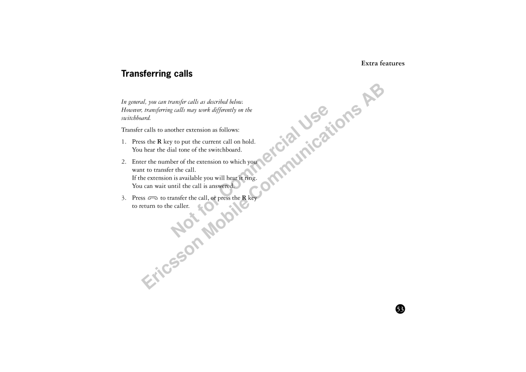 Ericsson BS120 manual Transferring calls, Switchboard 