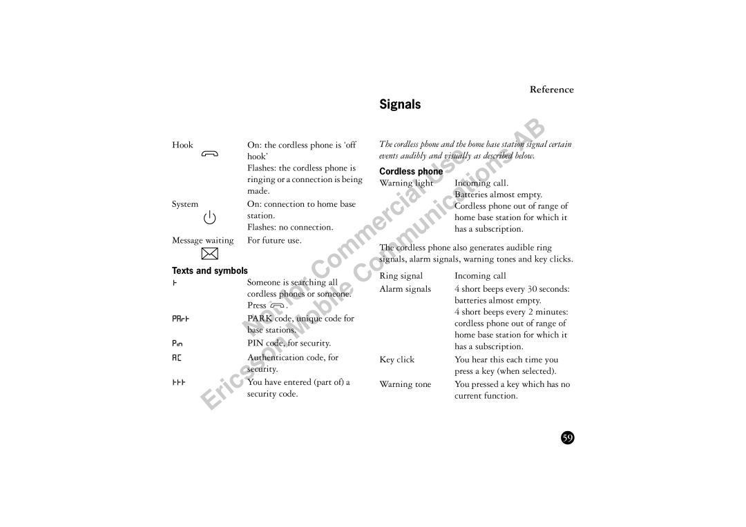 Ericsson BS120 manual Signals 