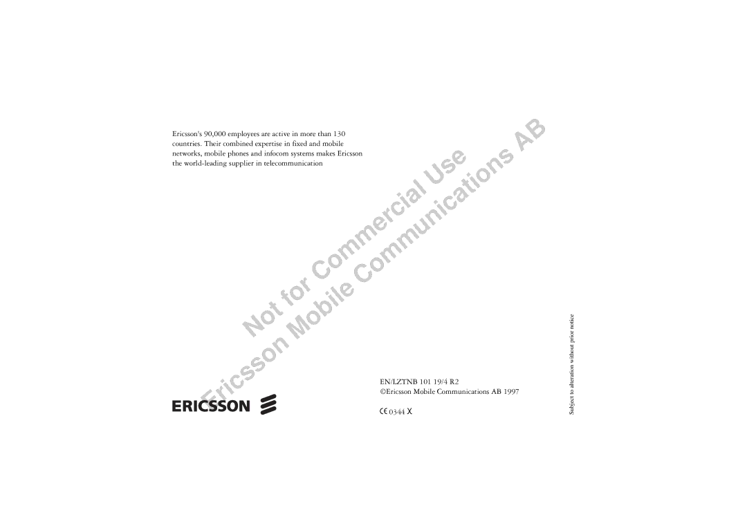 Ericsson BS120 manual Use ECommun Not Mo Icsso 