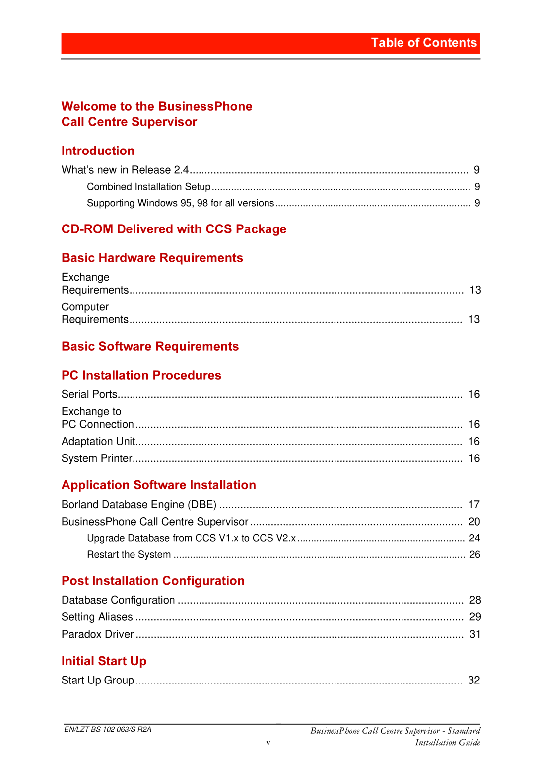 Ericsson BusinessPhone manual 7DEOHRI&RQWHQWV 