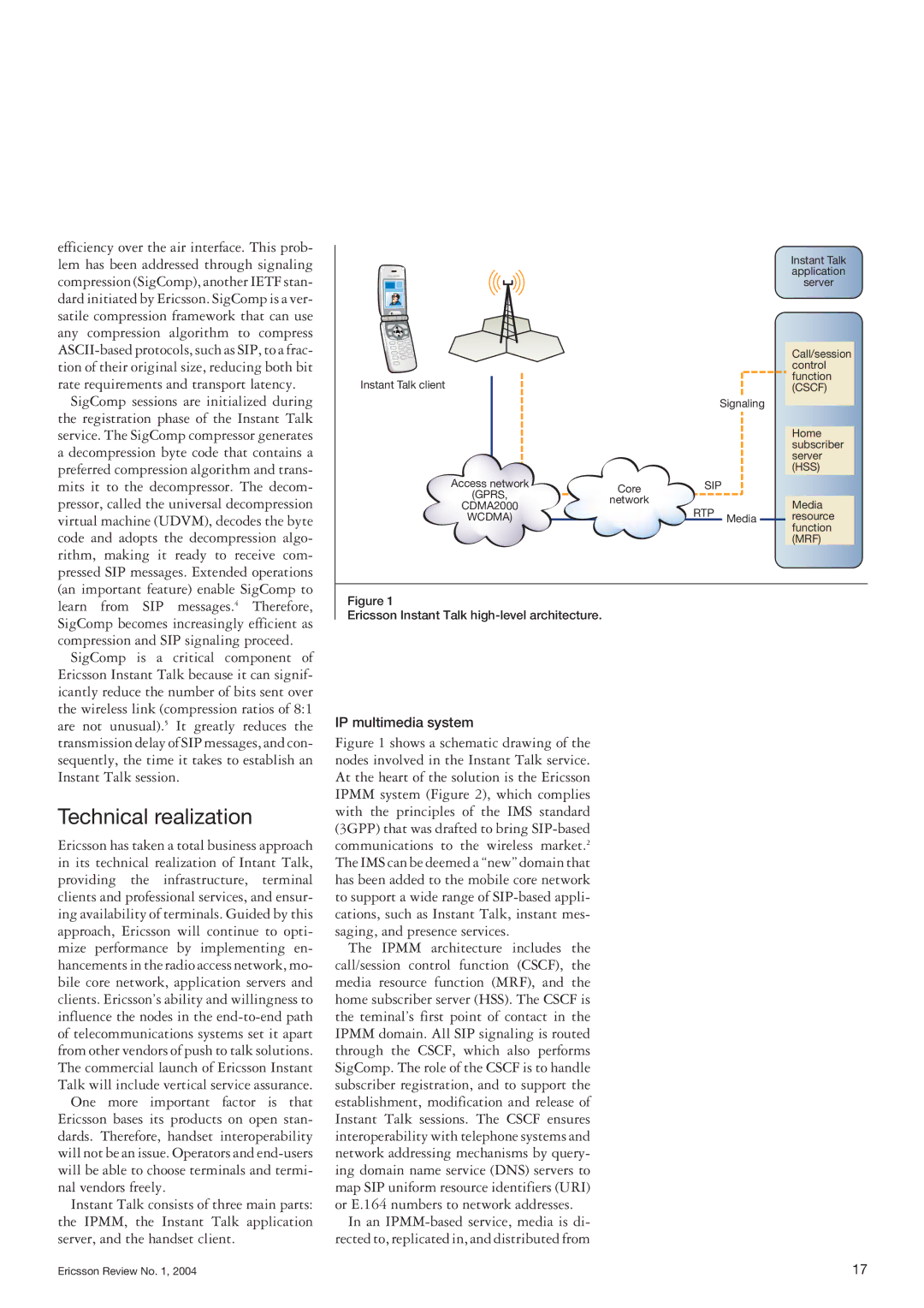 Ericsson CDMA2000 specifications Technical realization, IP multimedia system 