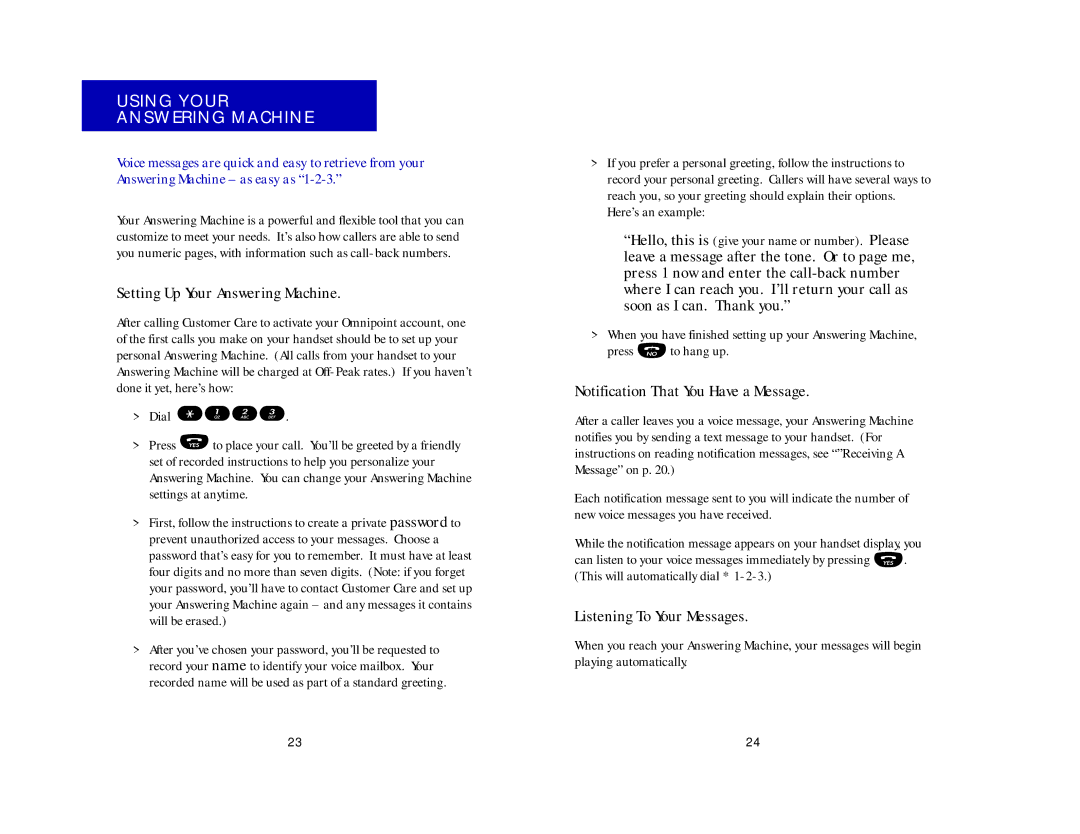 Ericsson CF337, CH337 manual Using Your Answering Machine, Setting Up Your Answering Machine, Press to hang up 