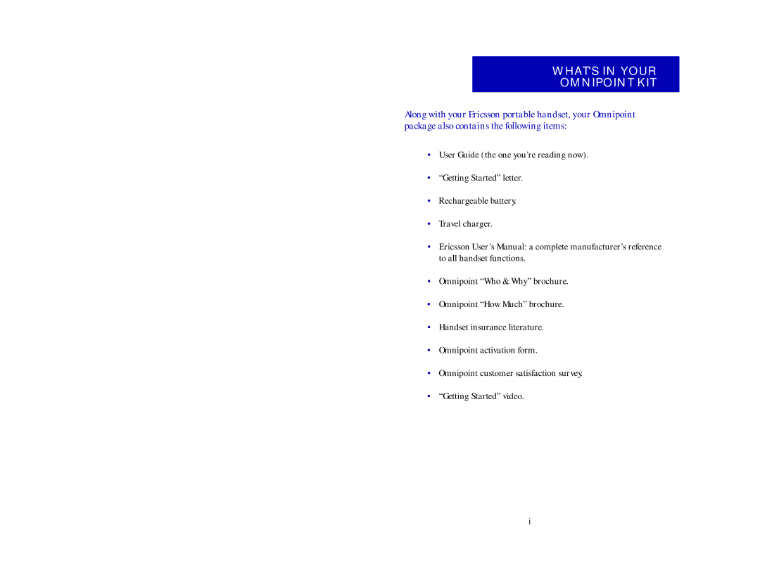 Ericsson CH337, CF337 manual Whats in Your Omnipoint KIT 