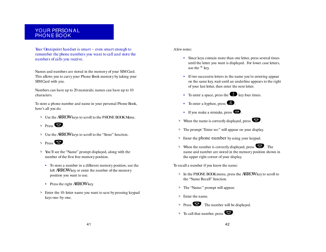 Ericsson CH337, CF337 manual Your Personal Phone Book 