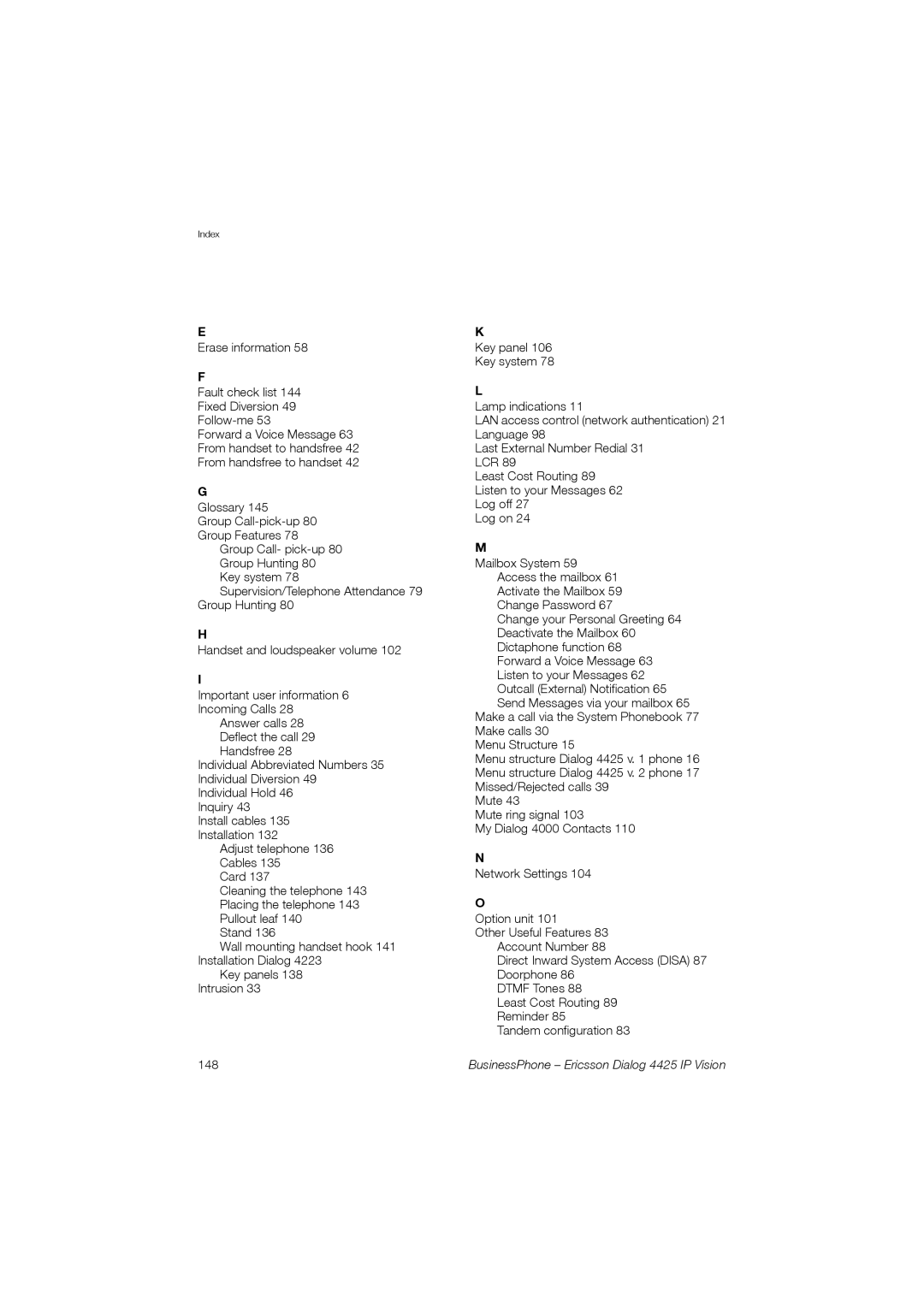 Ericsson Dialog 4425 manual 148 