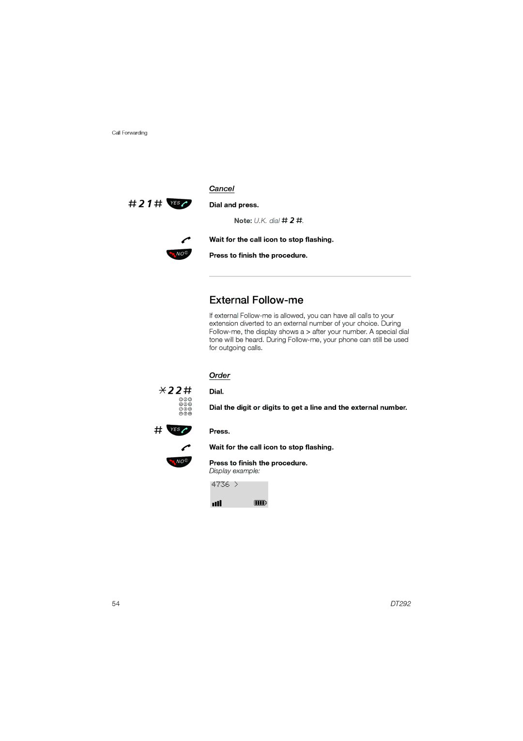 Ericsson DT292 manual 22#, External Follow-me, Cancel 