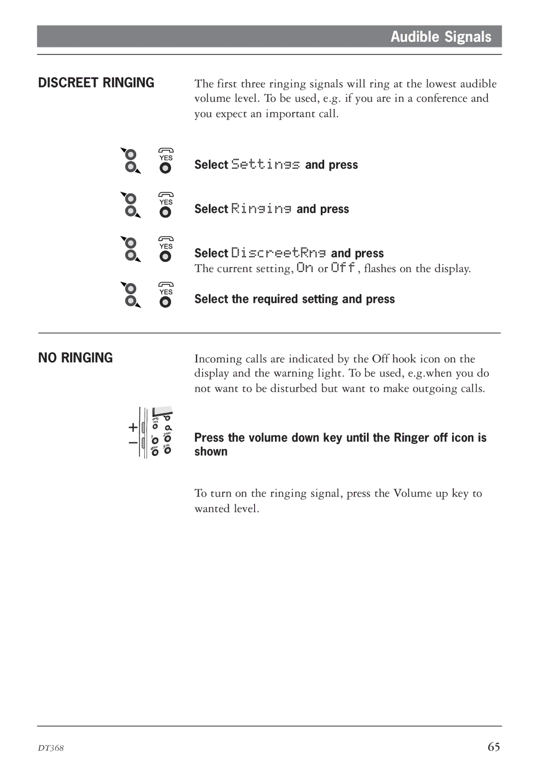 Ericsson DT368 manual No Ringing 