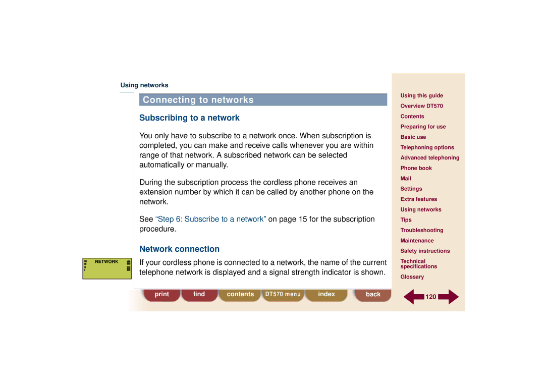 Ericsson DT570 technical specifications Connecting to networks, Subscribing to a network, Network connection 