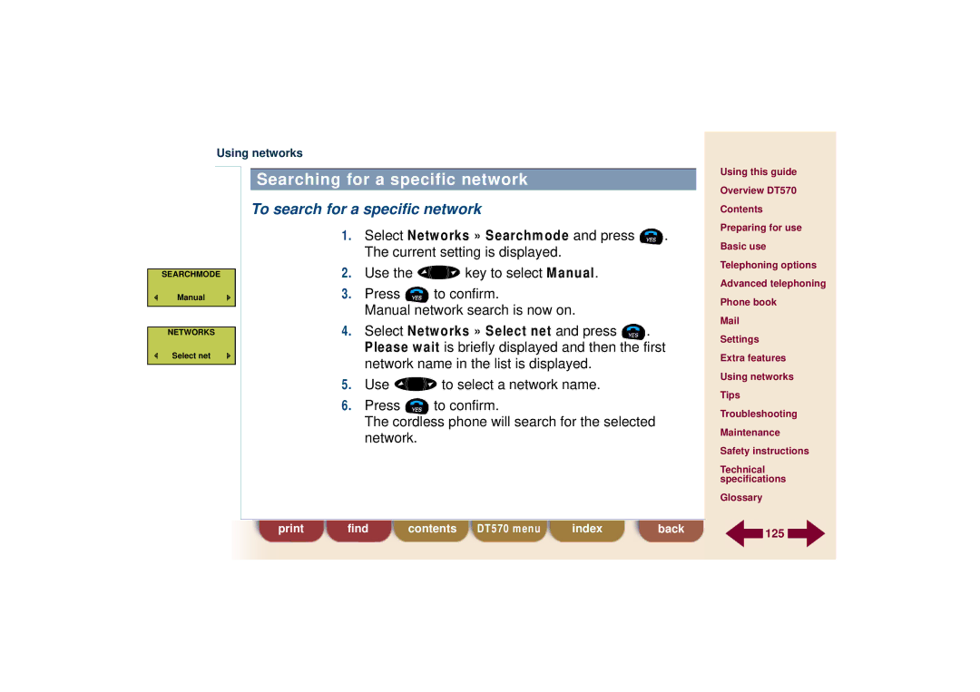 Ericsson DT570 technical specifications Searching for a specific network, To search for a specific network 