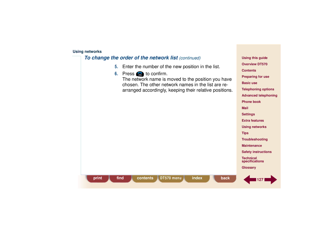 Ericsson DT570 technical specifications Enter the number of the new position in the list 