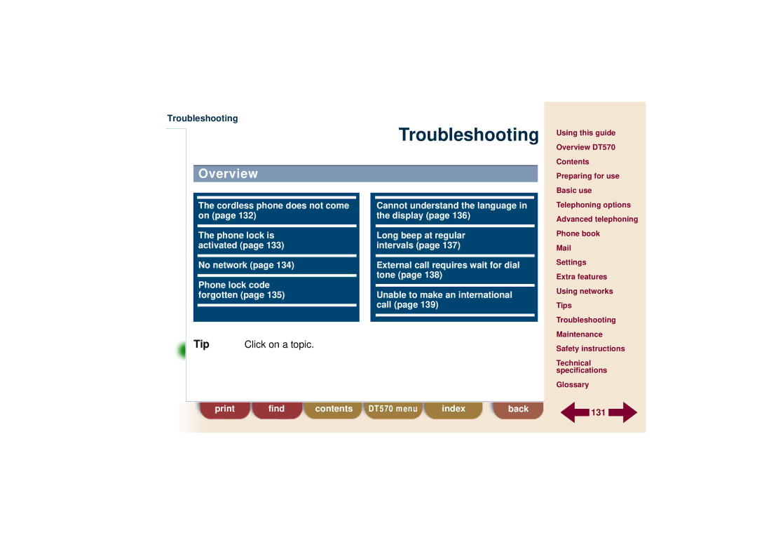 Ericsson DT570 technical specifications Troubleshooting 