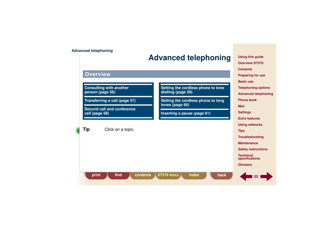 Ericsson DT570 technical specifications Advanced telephoning, Overview 