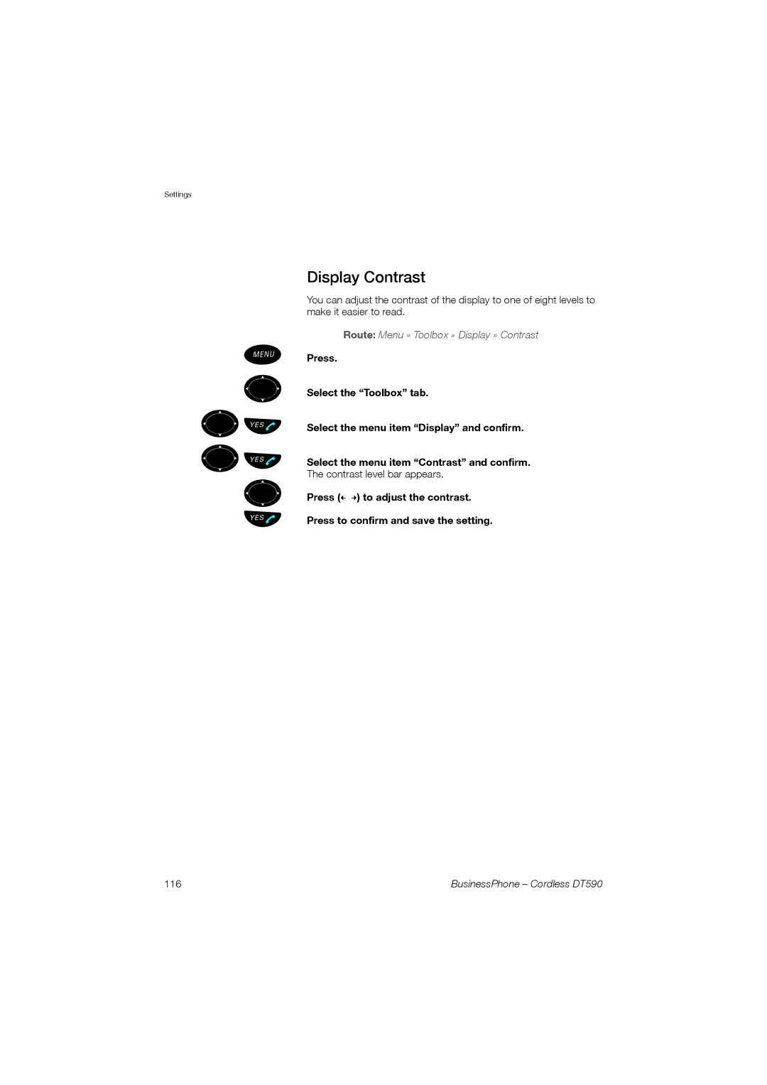 Ericsson DT590 manual Display Contrast 