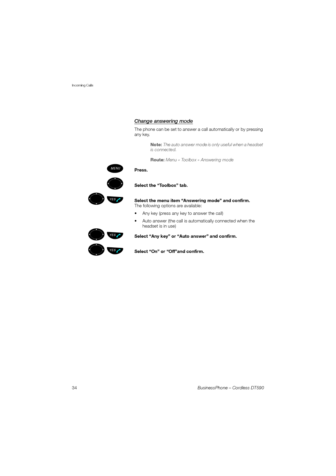 Ericsson DT590 manual Üû º Üû, Change answering mode 