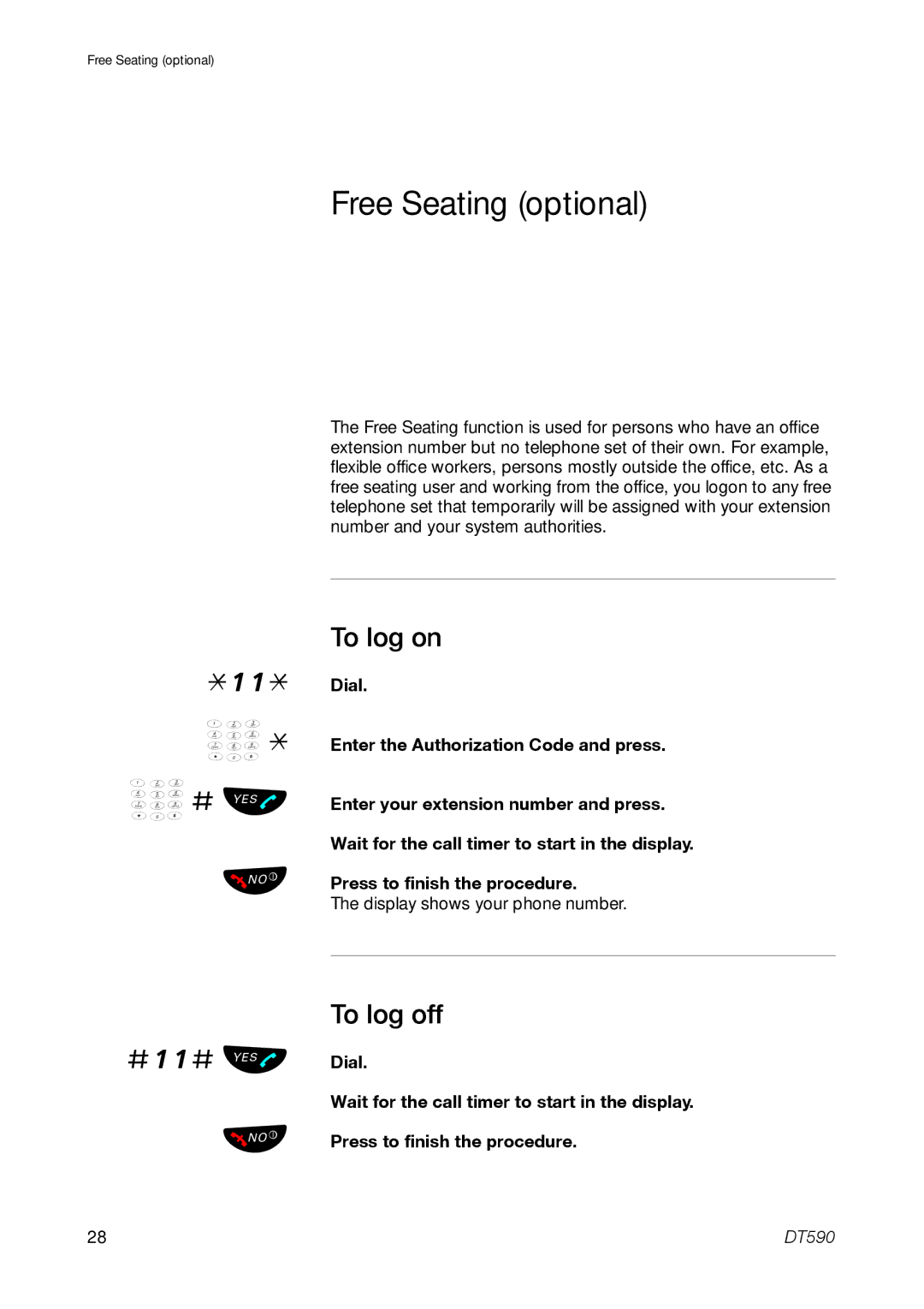 Ericsson DT59C manual Free Seating optional 