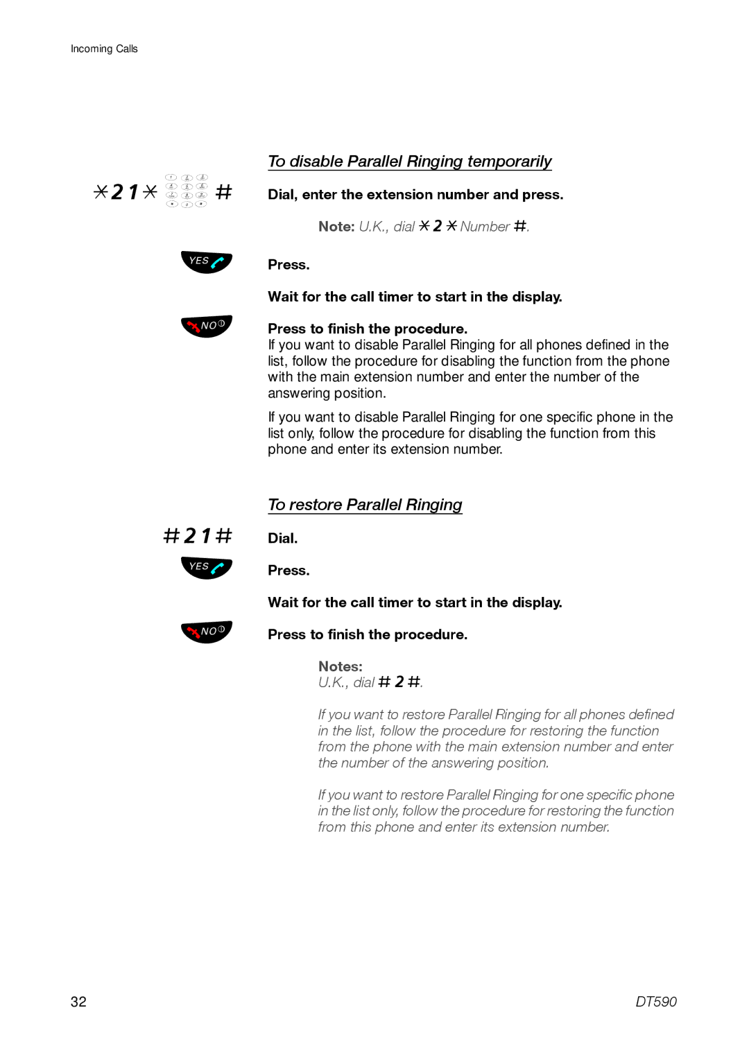 Ericsson DT59C manual 21* ¿ #, #21#, To disable Parallel Ringing temporarily, To restore Parallel Ringing 