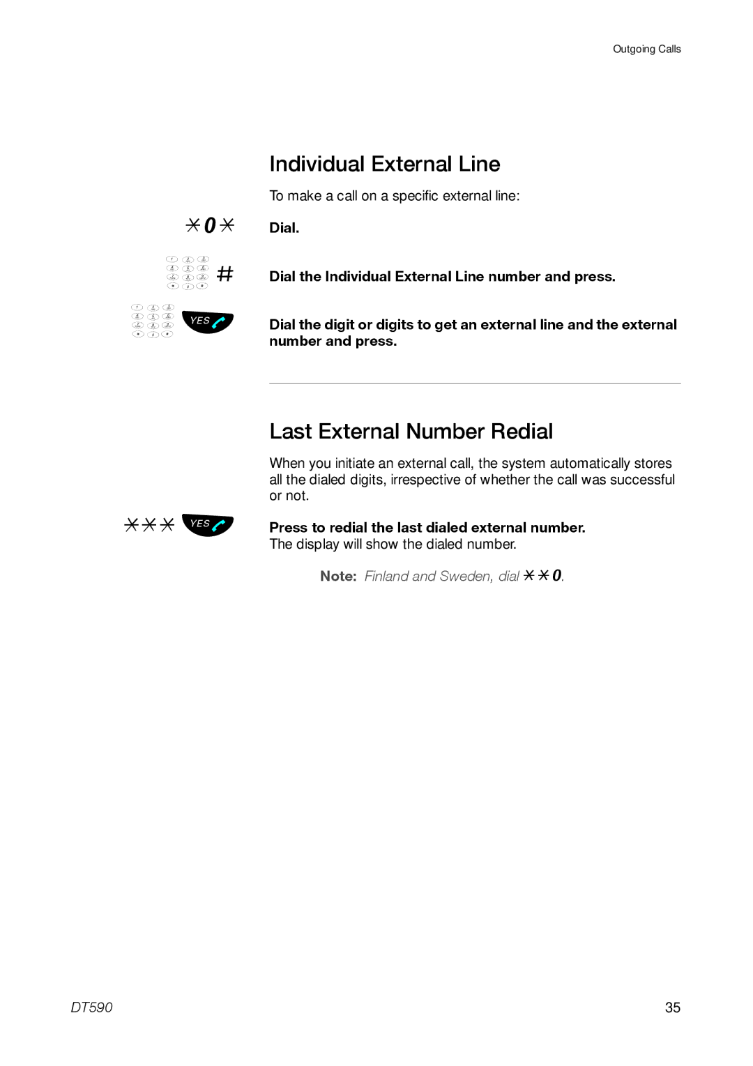 Ericsson DT59C manual ¿ # ¿ Üû, Individual External Line, Last External Number Redial 