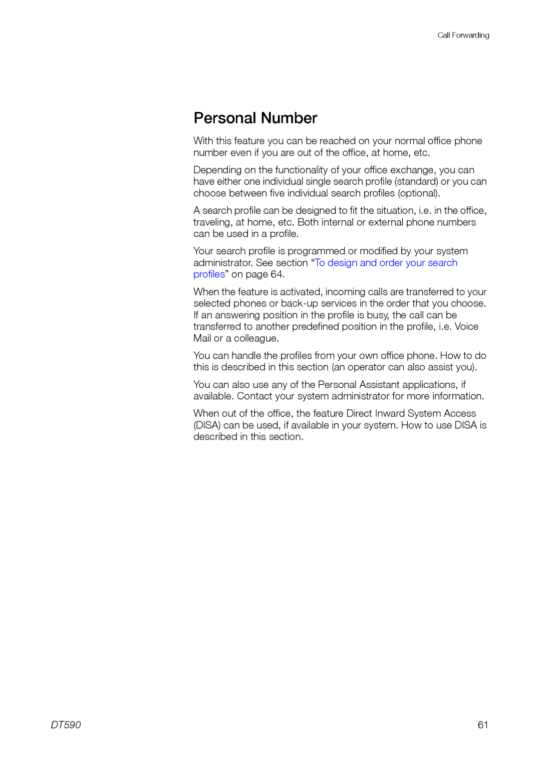 Ericsson DT59C manual Personal Number 