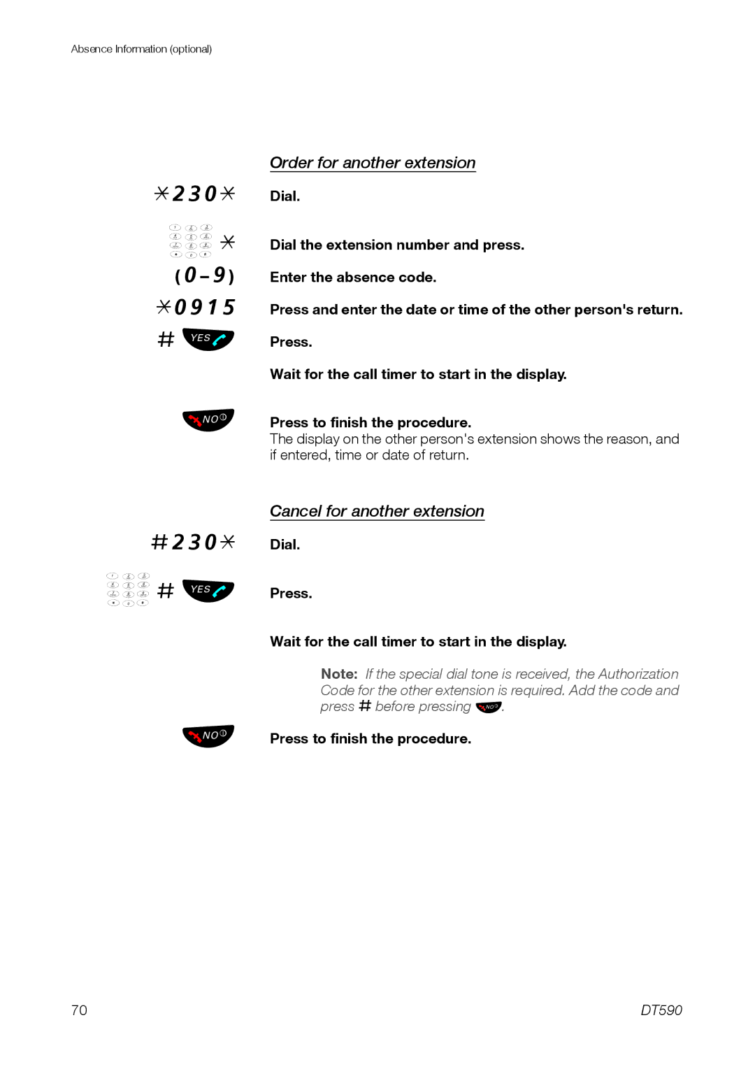 Ericsson DT59C manual 0915 # ÜÛ, Order for another extension, Cancel for another extension 