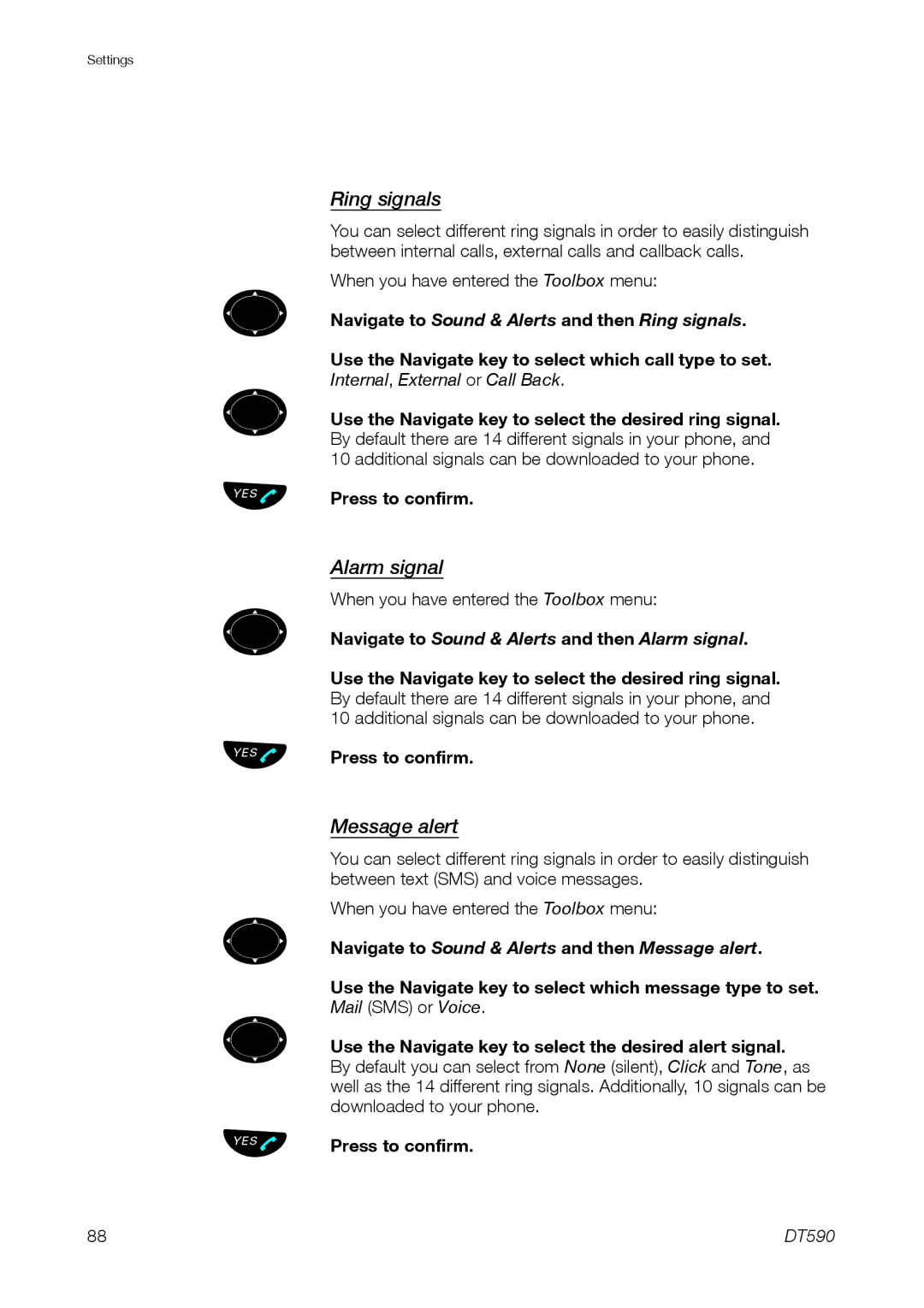 Ericsson DT59C manual Alarm signal, Message alert 