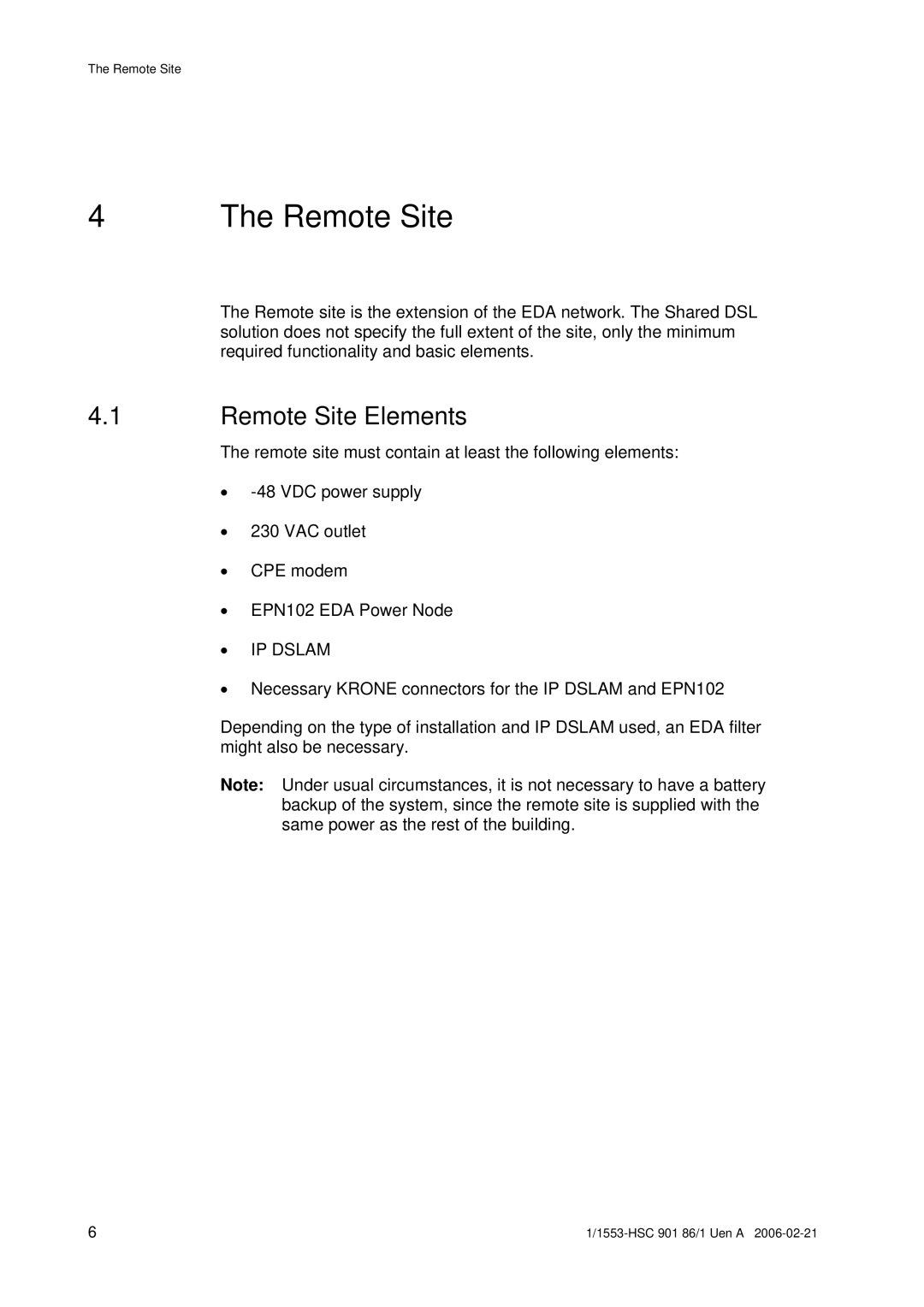 Ericsson EDA manual Remote Site Elements 