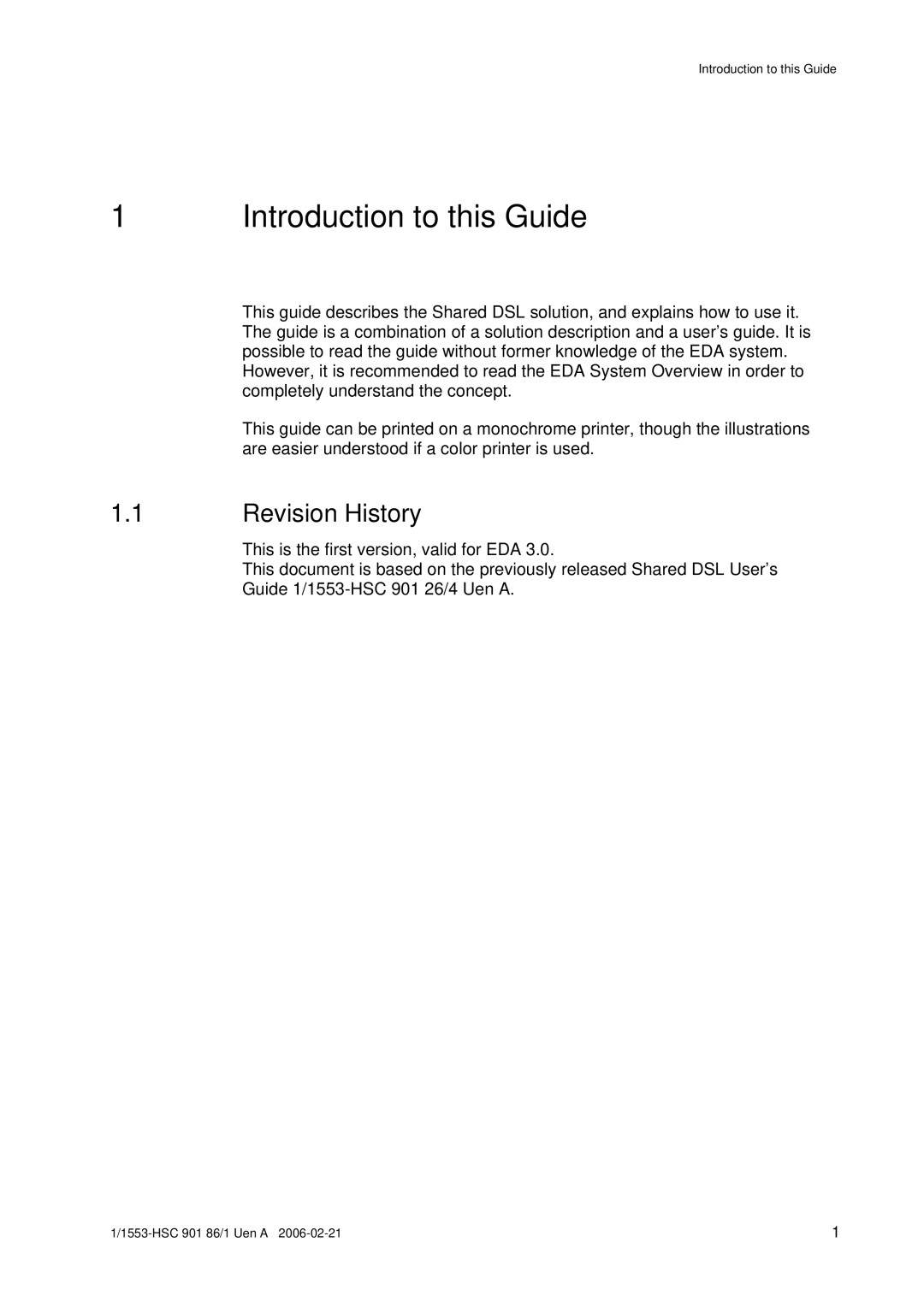 Ericsson EDA manual Introduction to this Guide, Revision History 