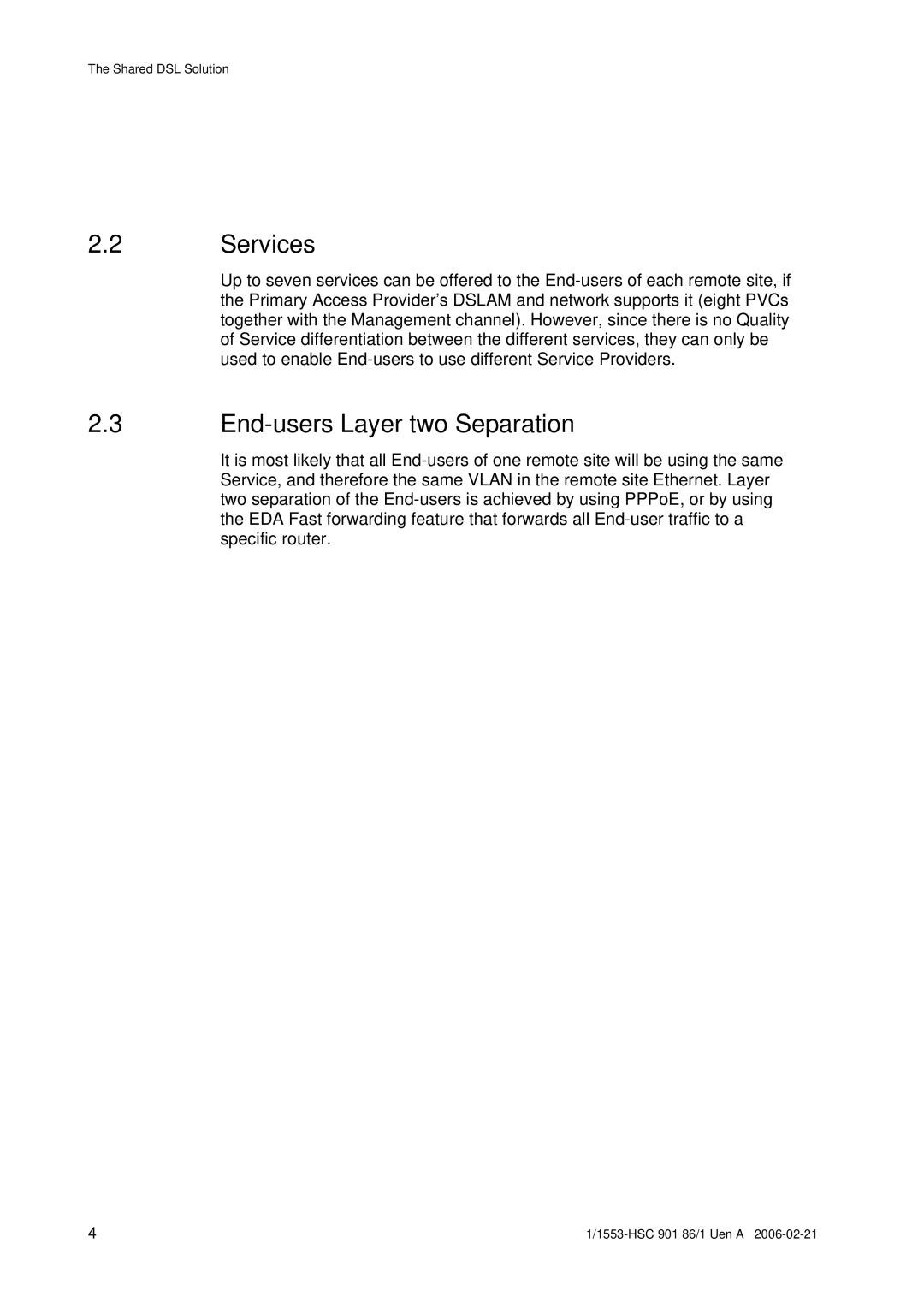 Ericsson EDA manual Services, End-users Layer two Separation 