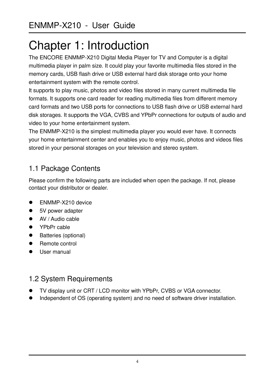 Ericsson ENMMP-X210 manual Introduction, Package Contents, System Requirements 