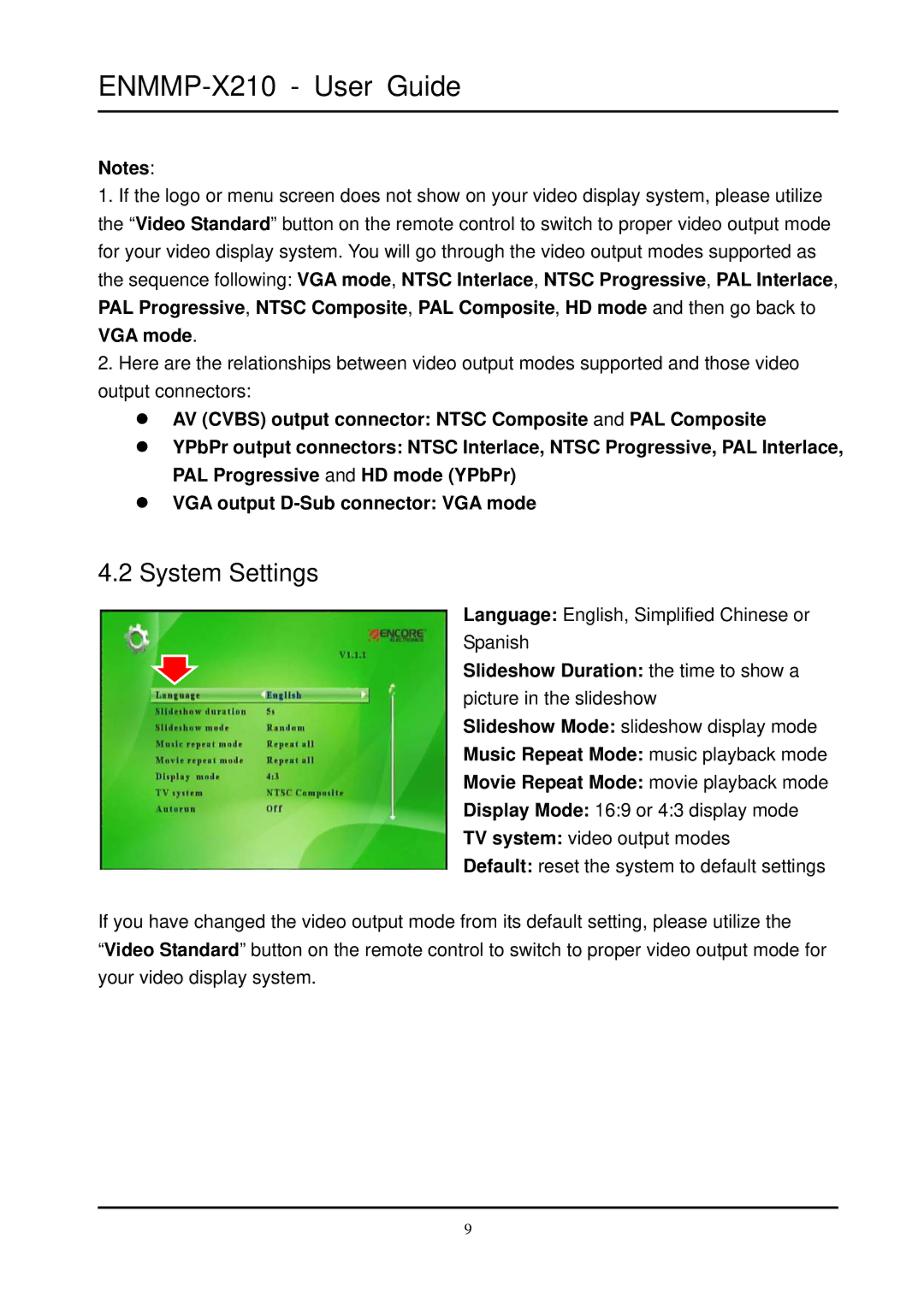 Ericsson ENMMP-X210 manual System Settings 