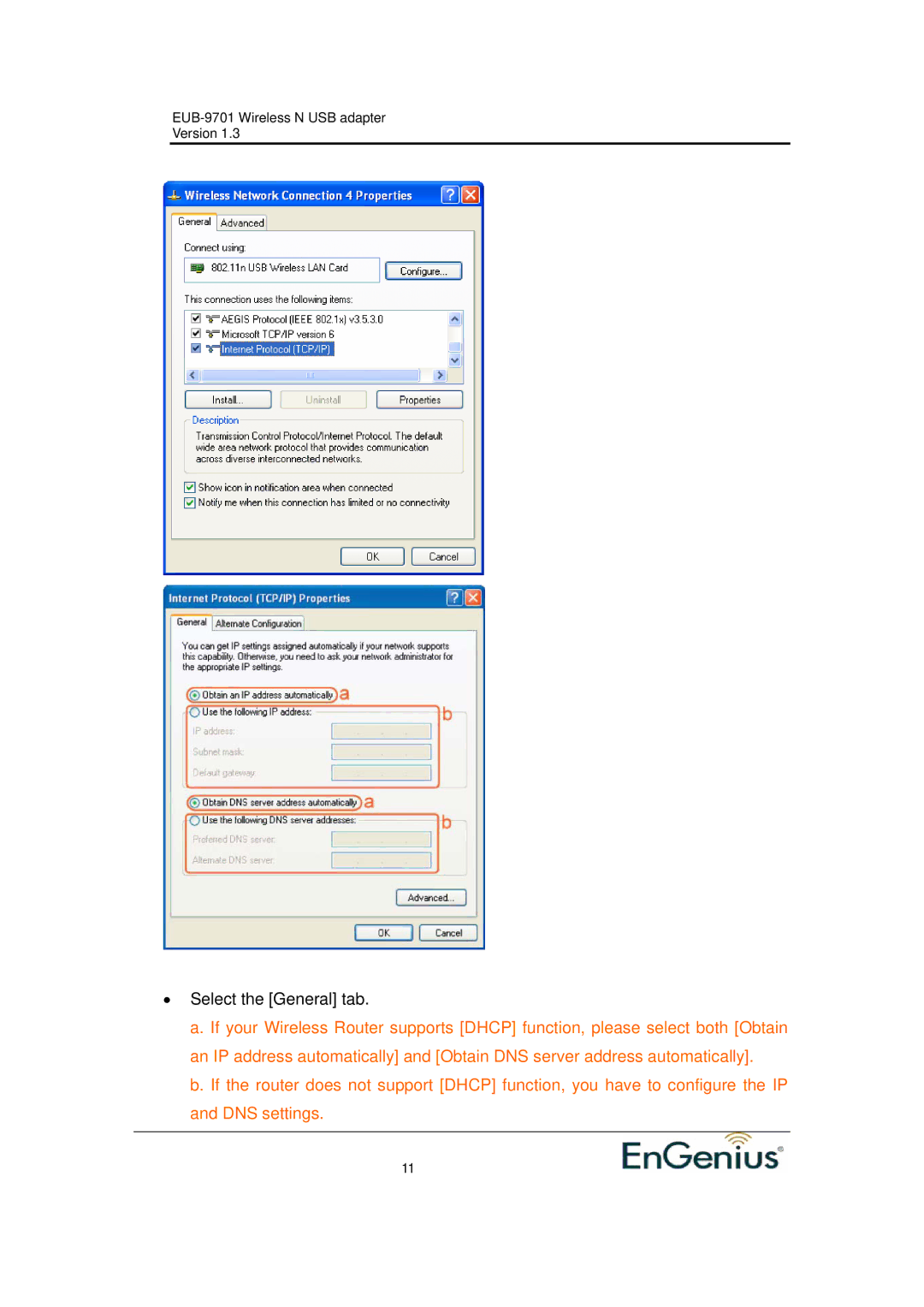 Ericsson EUB-9701 EXT2 user manual Select the General tab 