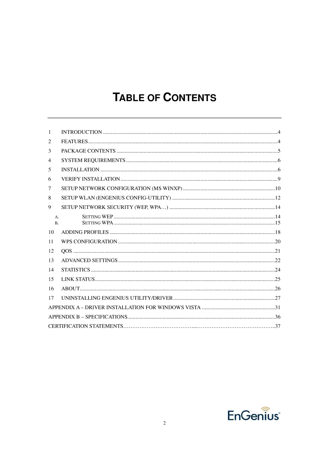 Ericsson EUB-9701 EXT2 user manual Table of Contents 