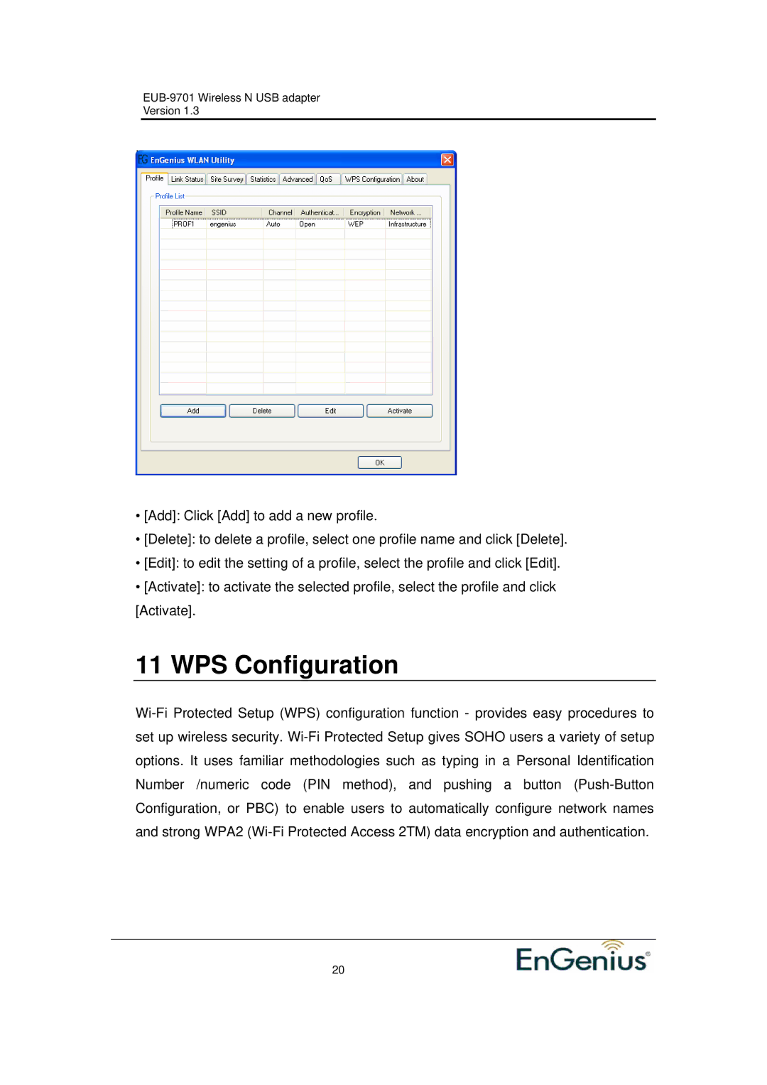 Ericsson EUB-9701 EXT2 user manual WPS Configuration 