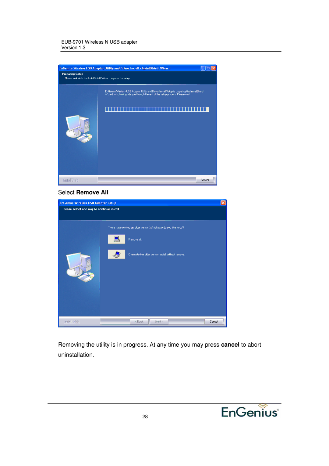 Ericsson EUB-9701 EXT2 user manual Select Remove All 