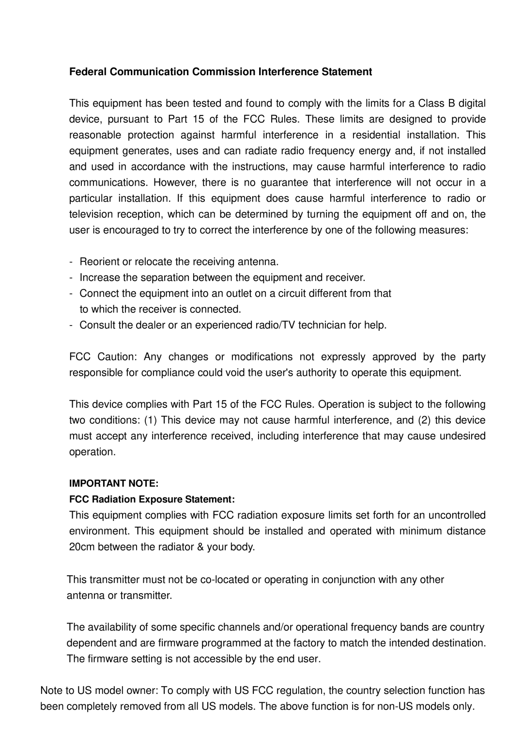 Ericsson EUB-9701 EXT2 user manual Federal Communication Commission Interference Statement 