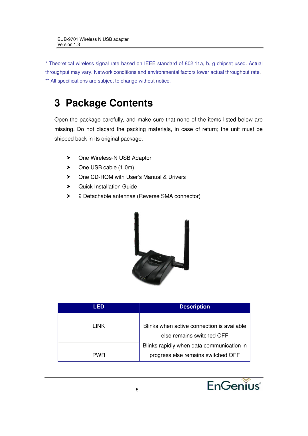 Ericsson EUB-9701 EXT2 user manual Package Contents 