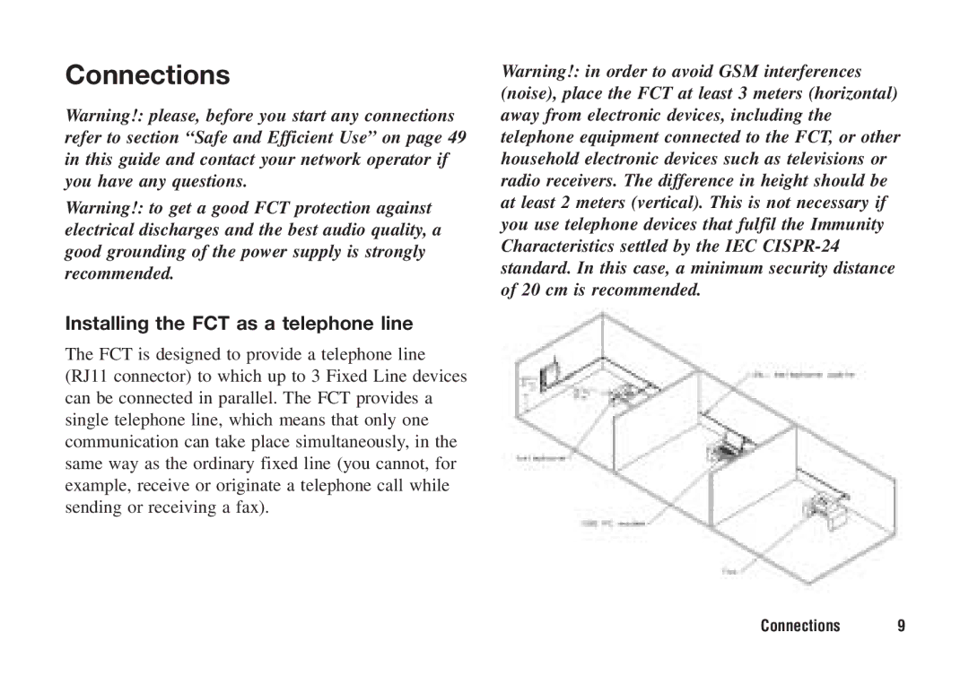 Ericsson F221m manual Connections, Installing the FCT as a telephone line 