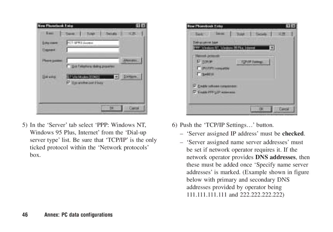 Ericsson F221m manual Annex PC data configurations 