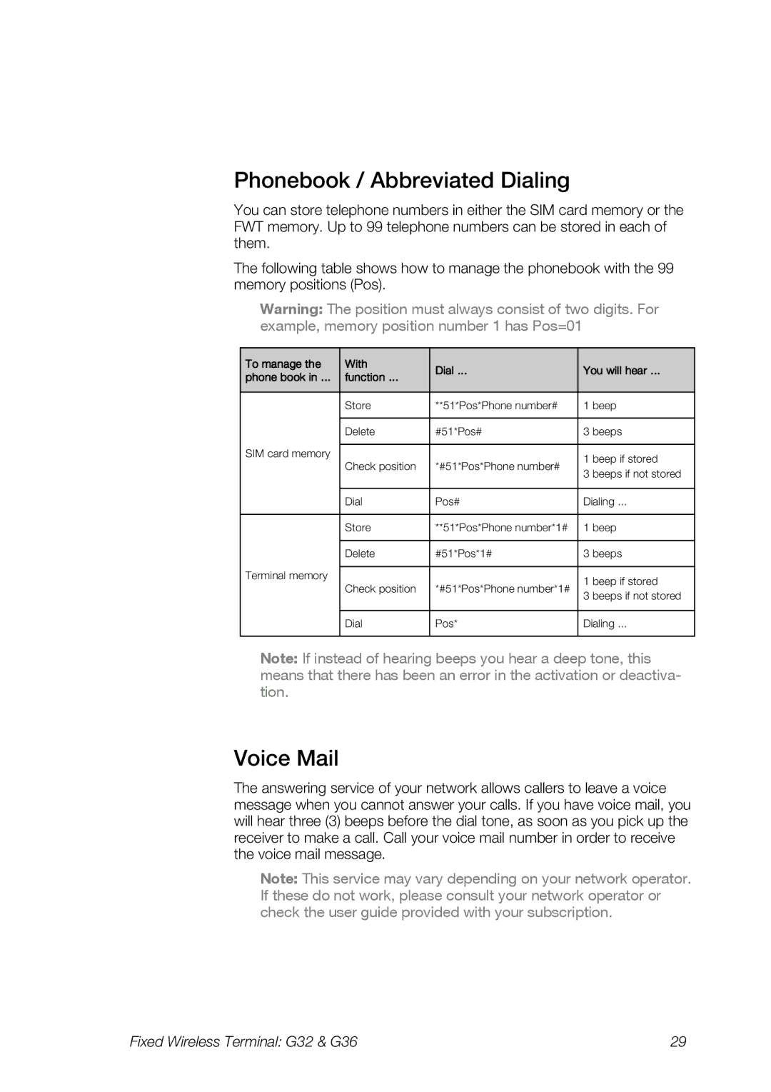 Ericsson G32, G36 manual Phonebook / Abbreviated Dialing, Voice Mail 