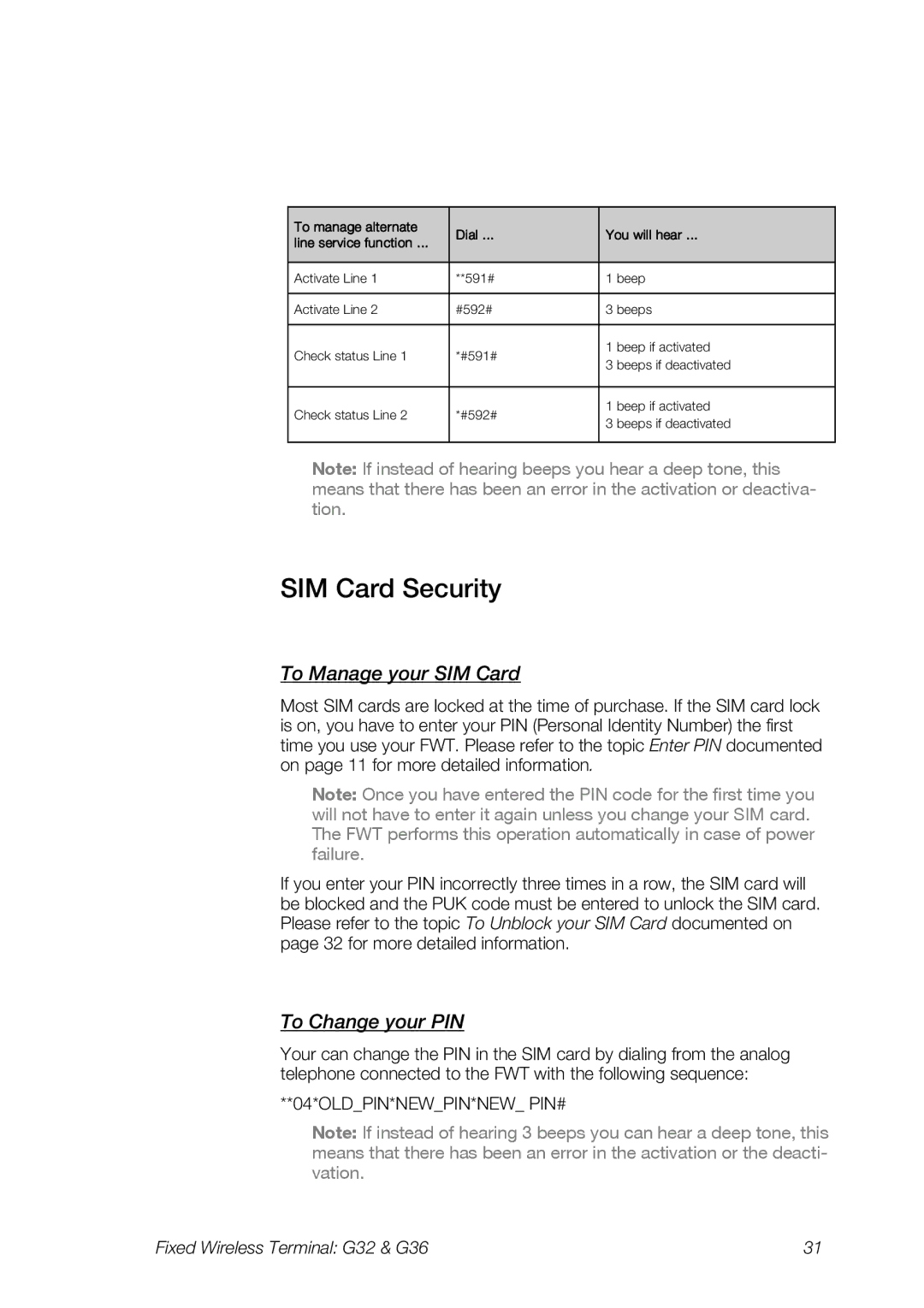 Ericsson G32, G36 manual SIM Card Security, To Manage your SIM Card, To Change your PIN 