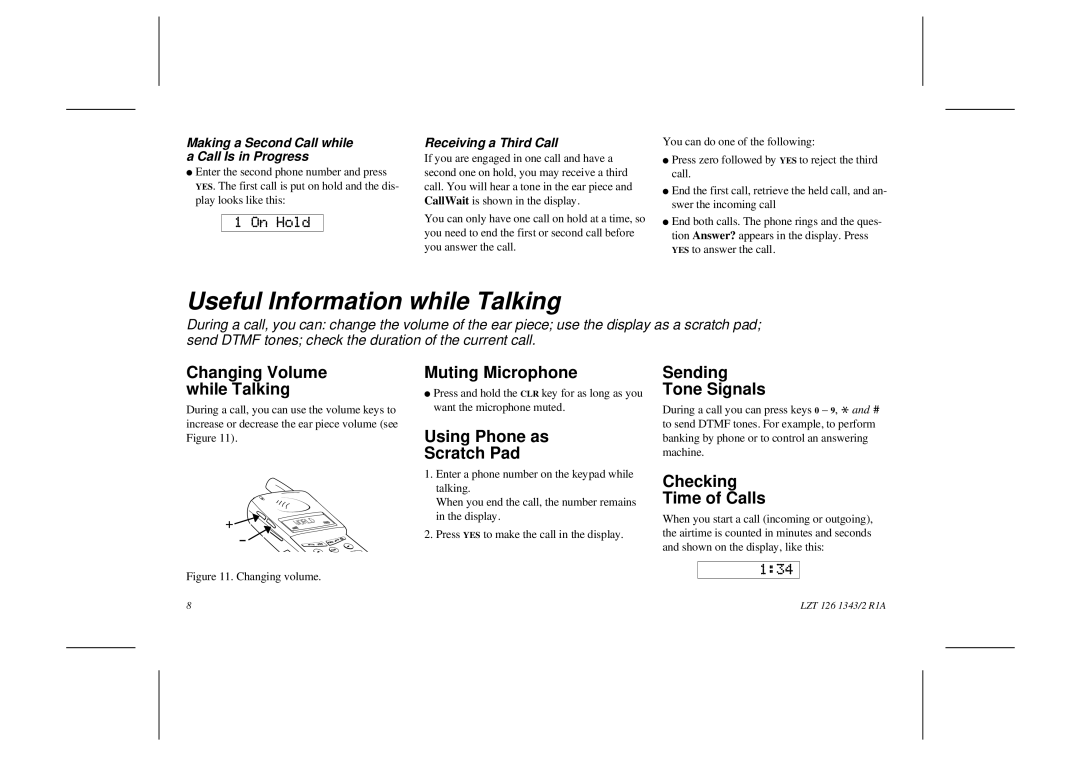 Ericsson GF768 user manual Useful Information while Talking 