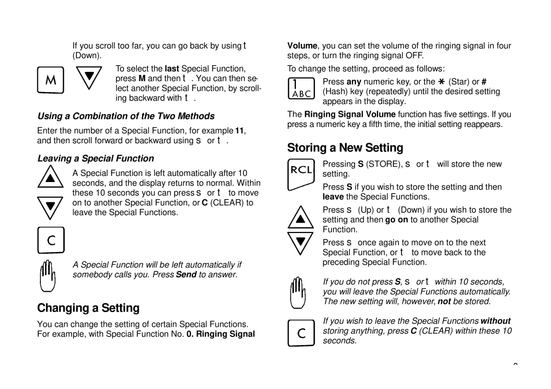 Ericsson GH198 user manual Changing a Setting, Storing a New Setting, Using a Combination of the Two Methods 