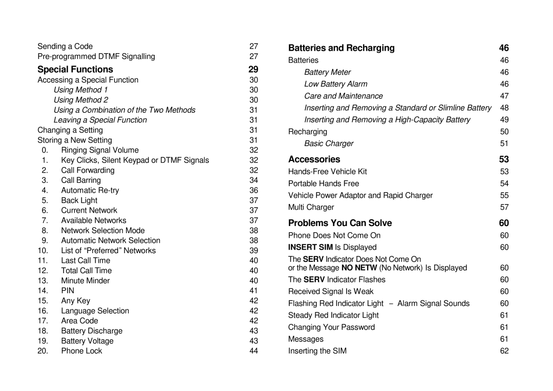 Ericsson GH198 user manual Special Functions 