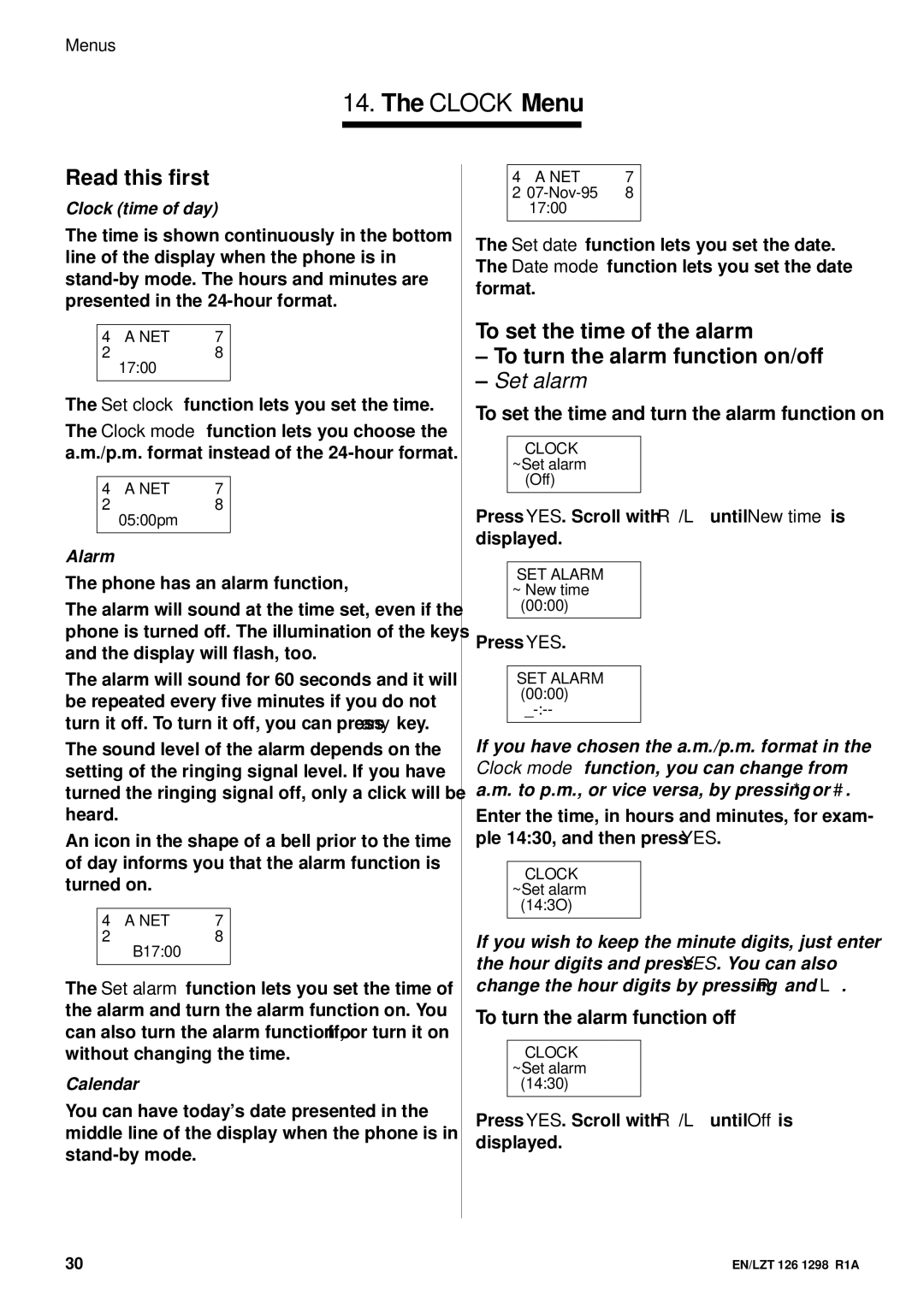 Ericsson GH388/GF388 user manual Set alarm 