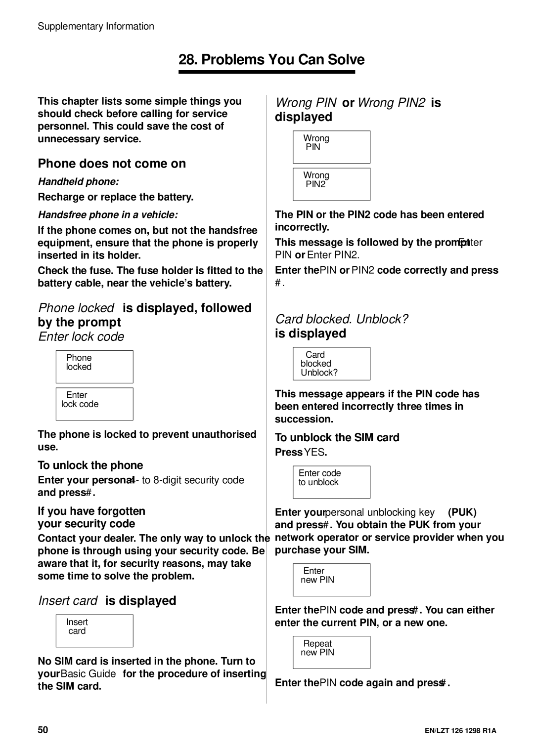 Ericsson GH388/GF388 user manual Problems You Can Solve 