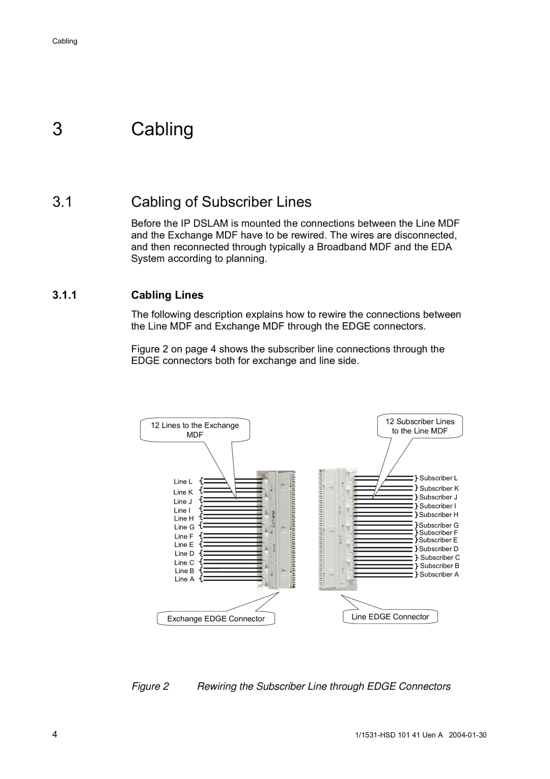 Ericsson IP DSLAM, EDN312 manual Cabling of Subscriber Lines 